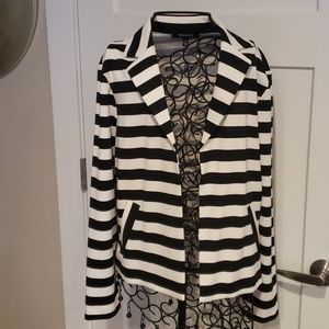 Ladies Relativity black and cream striped jacket